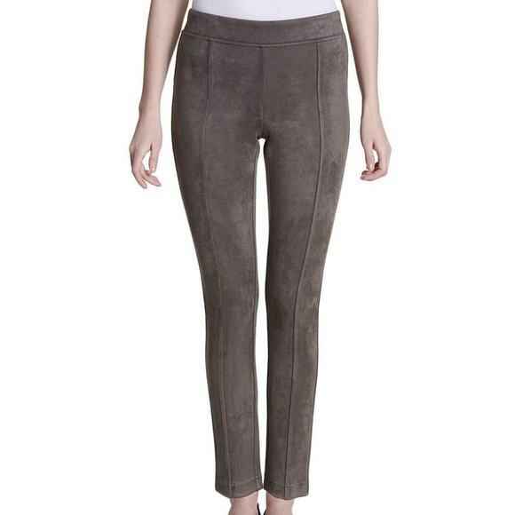 Andrew Marc Women's M Faux Suede Leggings Pants Pull On Mid Rise Stretch Brown - Picture 1 of 7